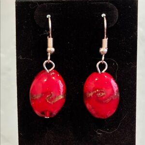 Red bead earrings